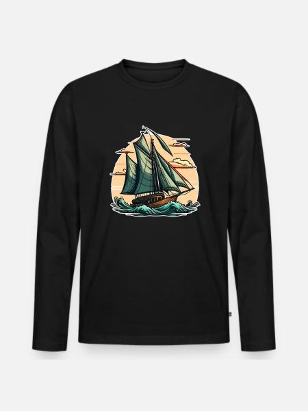 Boot Segelboot Segeln - Männer Premium Bio Langarmshirt - Schwarz