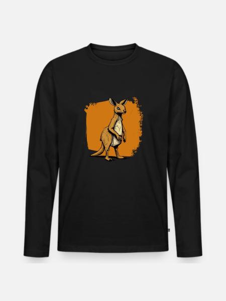 Kangaroo comic cartoon style - Men's Premium Organic Long Sleeve Shirt - black