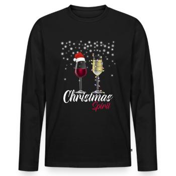 Christmas Spirit Weihnachten Rotwein - Männer Premium Bio Langarmshirt - Schwarz - Vorne - Nico (187cm)