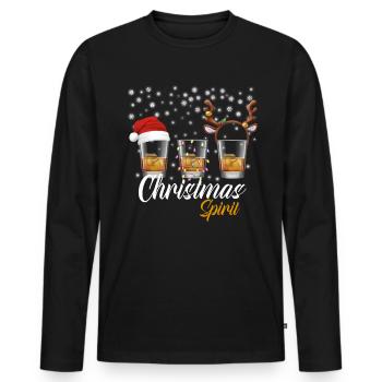 Christmas Spirit Weihnachten Whisky Malt Shots - Männer Premium Bio Langarmshirt - Schwarz - Vorne - Nico (187cm)