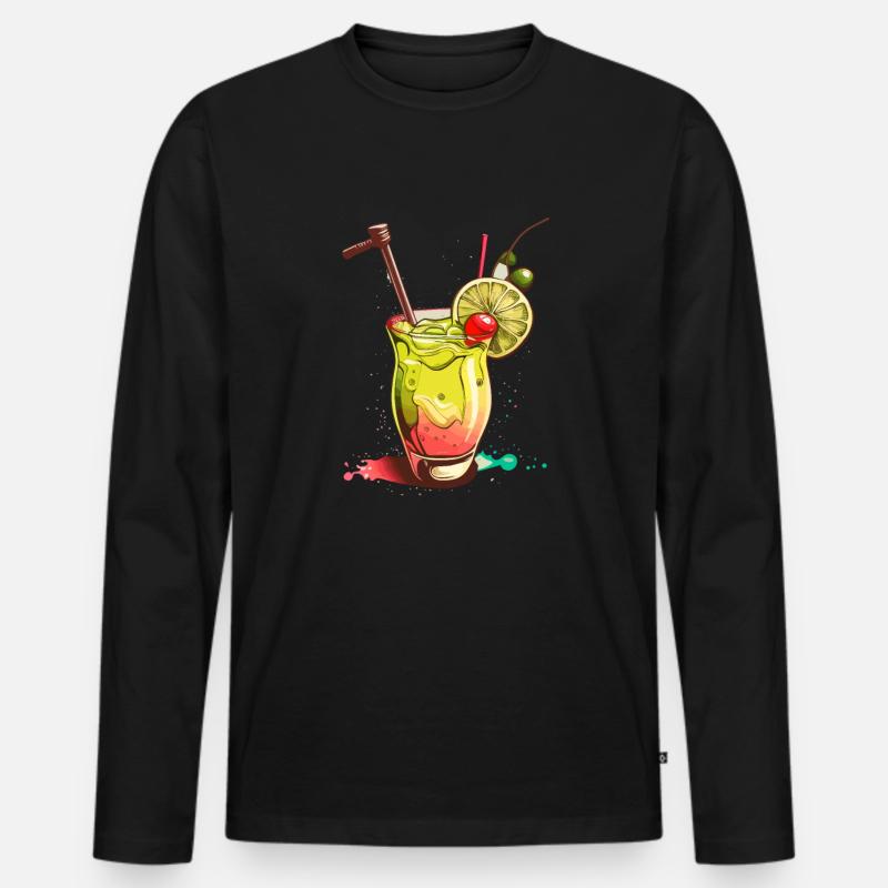 Cocktail - Männer Premium Bio Langarmshirt - Schwarz