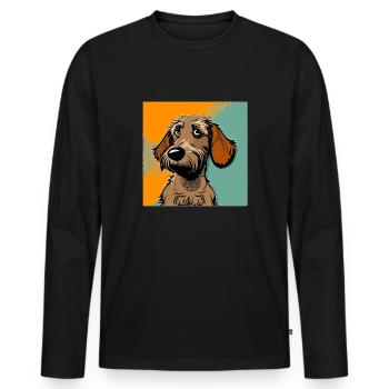 Dog in comic style - Men's Premium Organic Long Sleeve Shirt - black - Front - Nico (187cm)