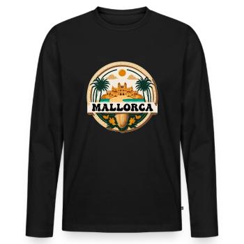 Mallorca Logo - Men's Premium Organic Long Sleeve Shirt - black - Front - Nico (187cm)