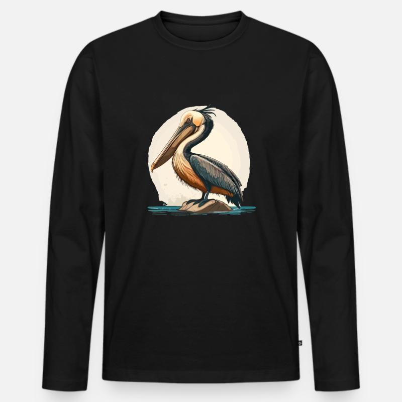 Pelikan - Männer Premium Bio Langarmshirt - Schwarz