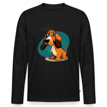 Dog in comic style - Men's Premium Organic Long Sleeve Shirt - black - Front - Nico (187cm)