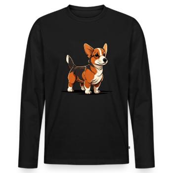Dog in comic style - Men's Premium Organic Long Sleeve Shirt - black - Front - Nico (187cm)