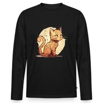 Cat in comic style - Men's Premium Organic Long Sleeve Shirt - black - Front - Nico (187cm)