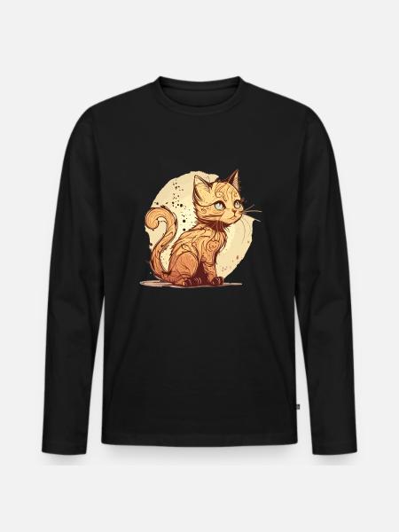 Cat in comic style - Men's Premium Organic Long Sleeve Shirt - black