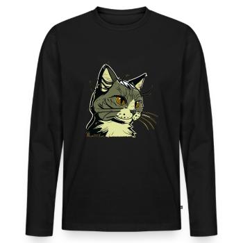 Cat in comic style - Men's Premium Organic Long Sleeve Shirt - black - Front - Nico (187cm)