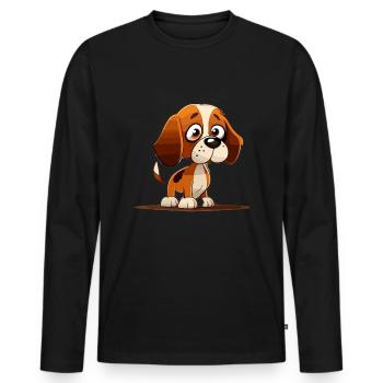 Dog in comic style - Men's Premium Organic Long Sleeve Shirt - black - Front - Nico (187cm)
