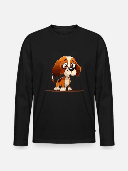 Dog in comic style - Men's Premium Organic Long Sleeve Shirt - black