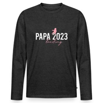 Papa 2023 loading - Männer Premium Bio Langarmshirt - Anthrazit meliert - Vorne - Nico (187cm)