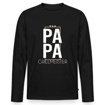 Papa Grillmeister - T-shirt manches longues Premium bio Homme - noir - Devant - Nico (187cm)