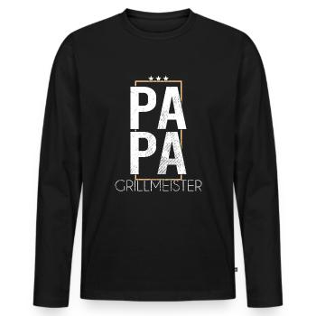 Papa Grillmeister - T-shirt manches longues Premium bio Homme - noir - Devant - Nico (187cm)