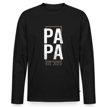 Papa 2023 - Männer Premium Bio Langarmshirt - Schwarz - Vorne - Nico (187cm)