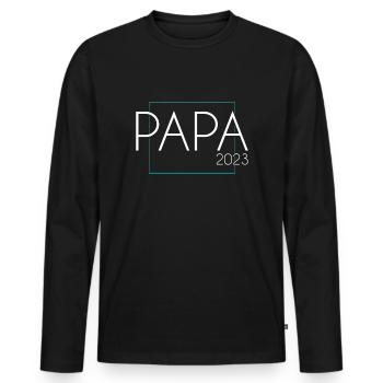 Papa 2023 - Männer Premium Bio Langarmshirt - Schwarz - Vorne - Nico (187cm)