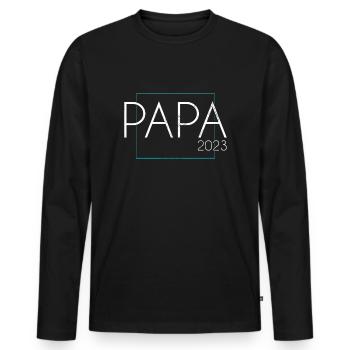 Papa 2023 - Männer Premium Bio Langarmshirt - Schwarz - Vorne - Nico (187cm)