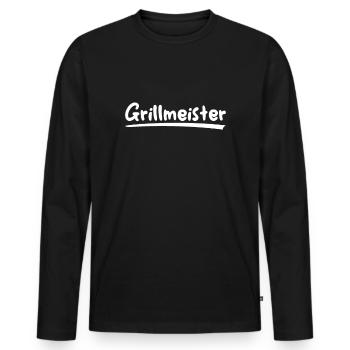 Grillmeister - Männer Premium Bio Langarmshirt - Schwarz - Vorne - Nico (187cm)