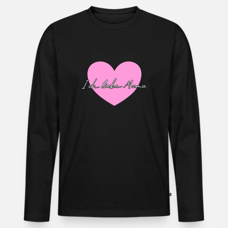 Ich liebe Mama - Männer Premium Bio Langarmshirt - Schwarz