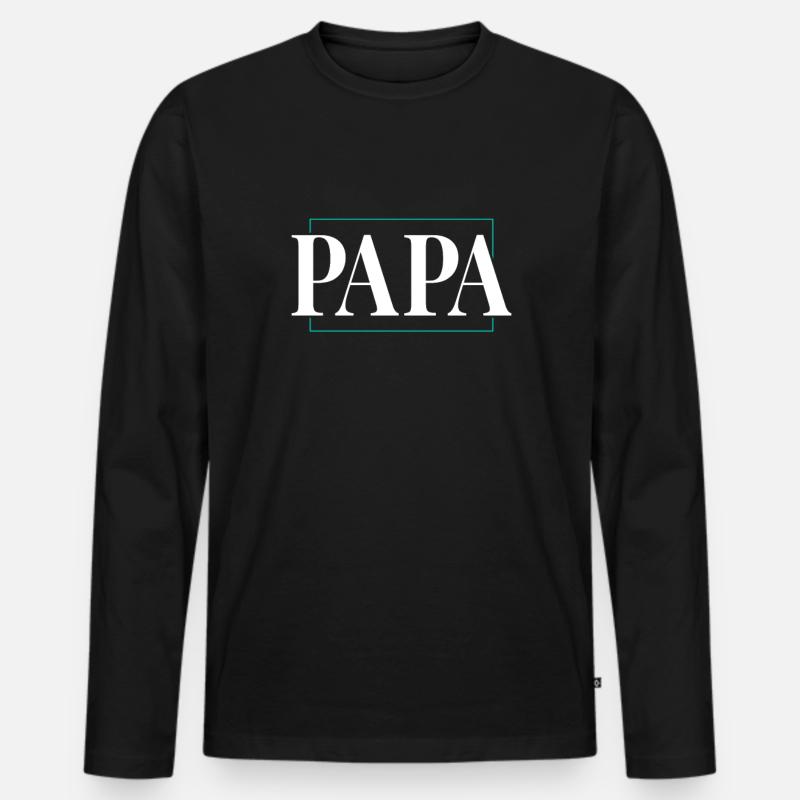 papa - Männer Premium Bio Langarmshirt - Schwarz