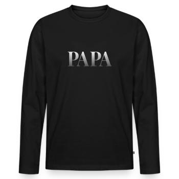 Papa - T-shirt manches longues Premium bio Homme - noir - Devant - Nico (187cm)
