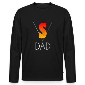 Superpapa - T-shirt manches longues Premium bio Homme - noir - Devant - Nico (187cm)