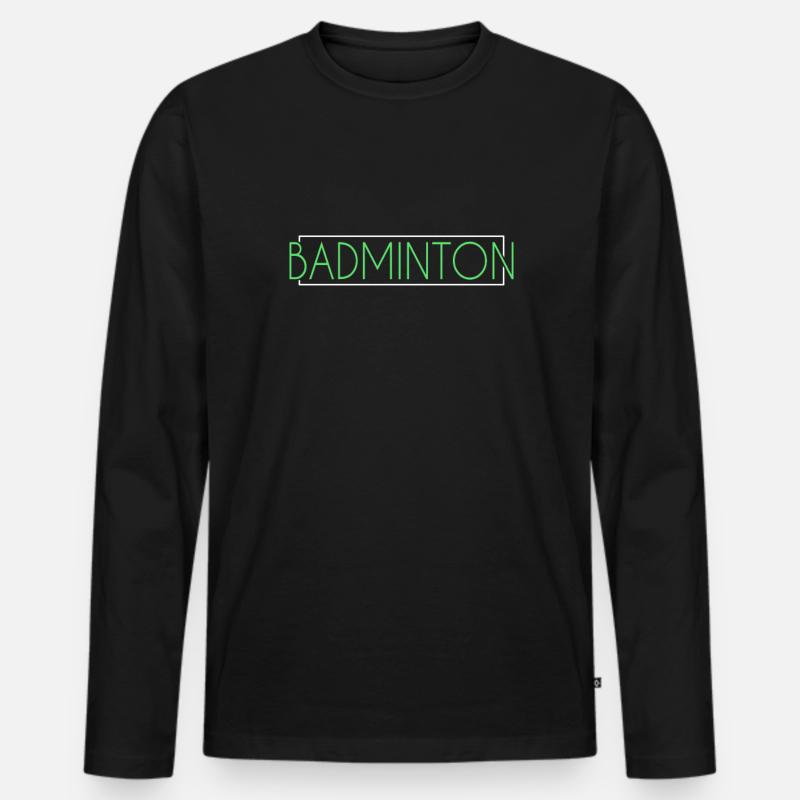 Badminton Schriftzug - Männer Premium Bio Langarmshirt - Schwarz