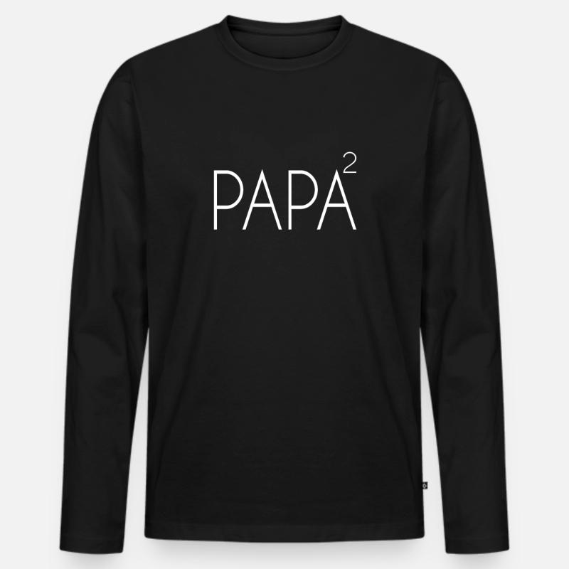 Papa von 2 Kindern - Männer Premium Bio Langarmshirt - Schwarz