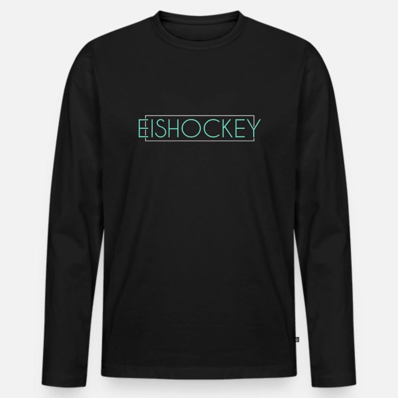 Eishockey Schriftzug - Männer Premium Bio Langarmshirt - Schwarz