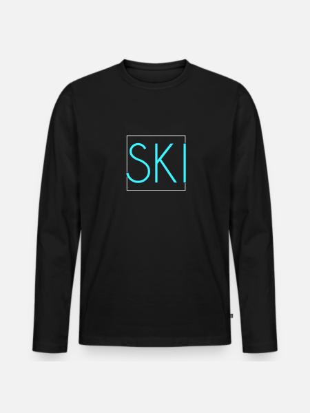 Lettrage de ski - T-shirt manches longues Premium bio Homme - noir