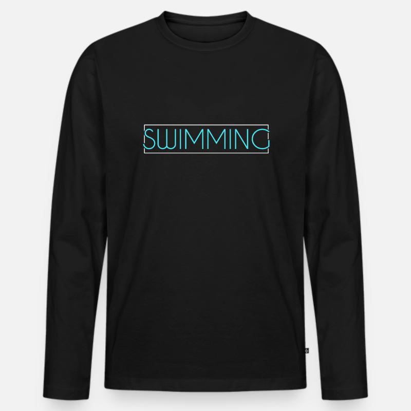 Schwimmen Schriftzug - Männer Premium Bio Langarmshirt - Schwarz