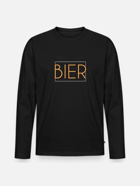 Bier Schriftzug - Männer Premium Bio Langarmshirt - Schwarz