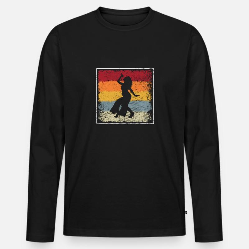 Singen Retro - Männer Premium Bio Langarmshirt - Schwarz