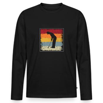 Golf Retro - Männer Premium Bio Langarmshirt - Schwarz - Vorne - Nico (187cm)