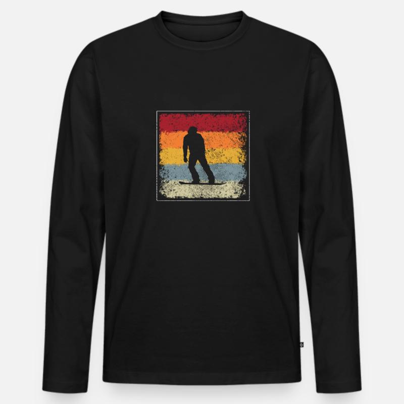 Snowboarding Retro - Männer Premium Bio Langarmshirt - Schwarz