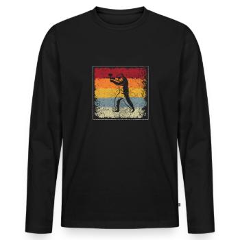 Paintball Retro - Männer Premium Bio Langarmshirt - Schwarz - Vorne - Nico (187cm)