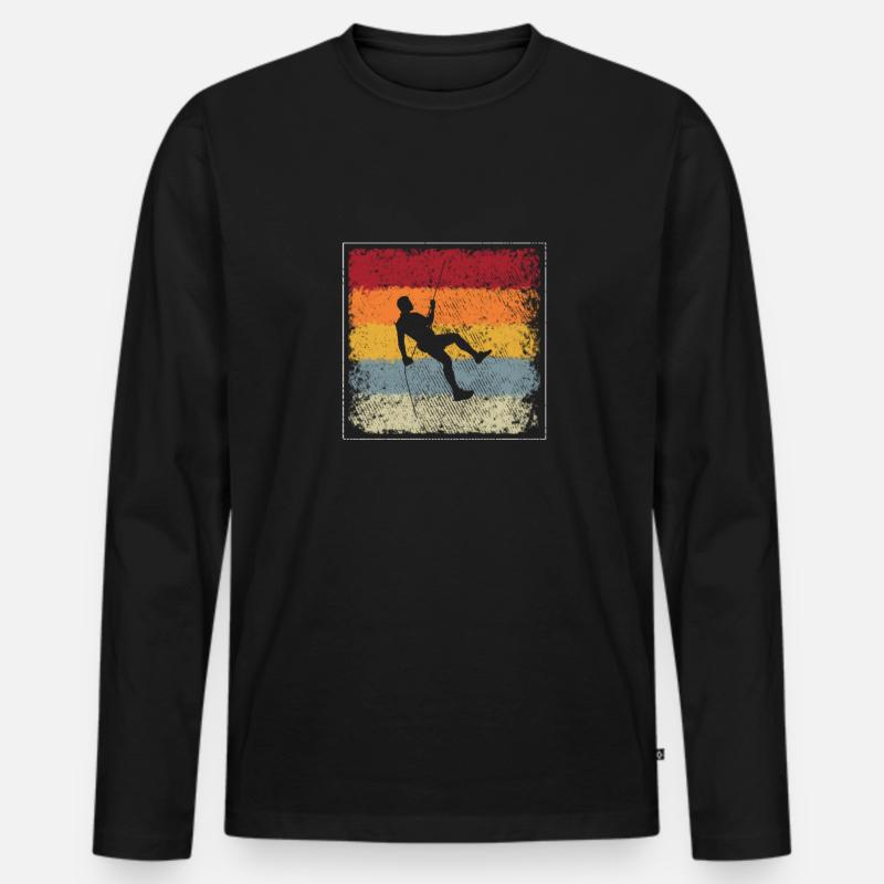 Klettern Retro - Männer Premium Bio Langarmshirt - Schwarz