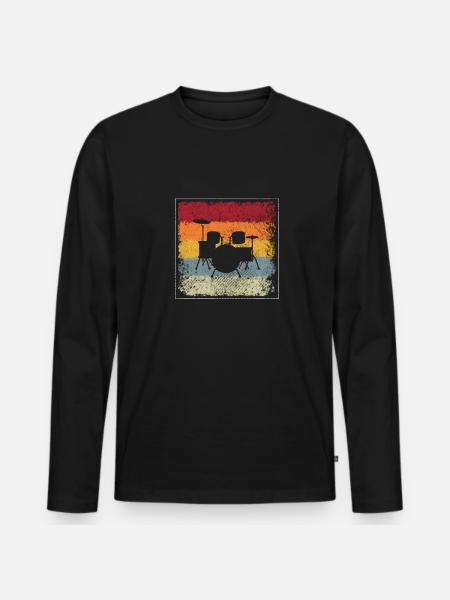 Drums Retro - Men's Premium Organic Long Sleeve Shirt - black