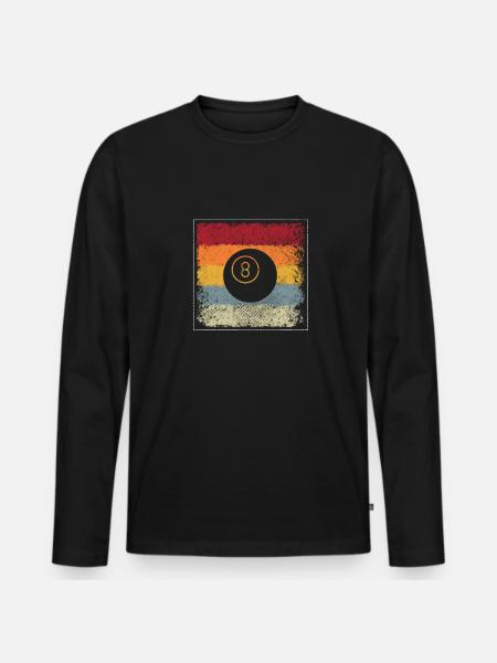 Billiard Retro - Männer Premium Bio Langarmshirt - Schwarz
