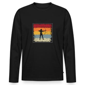 Archery Retro - Men's Premium Organic Long Sleeve Shirt - black - Front - Nico (187cm)