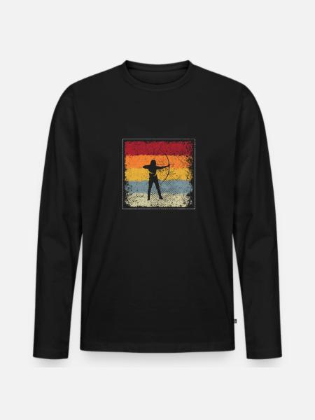 Archery Retro - Men's Premium Organic Long Sleeve Shirt - black
