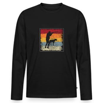 Chasse rétro - T-shirt manches longues Premium bio Homme - noir - Devant - Nico (187cm)