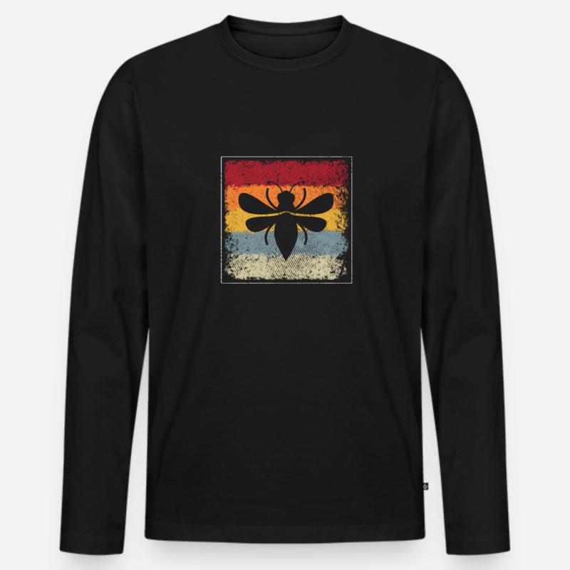 Biene retro - Männer Premium Bio Langarmshirt - Schwarz