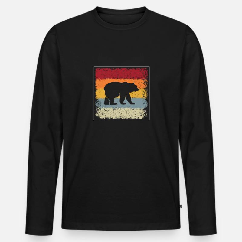 Bär Retro - Männer Premium Bio Langarmshirt - Schwarz