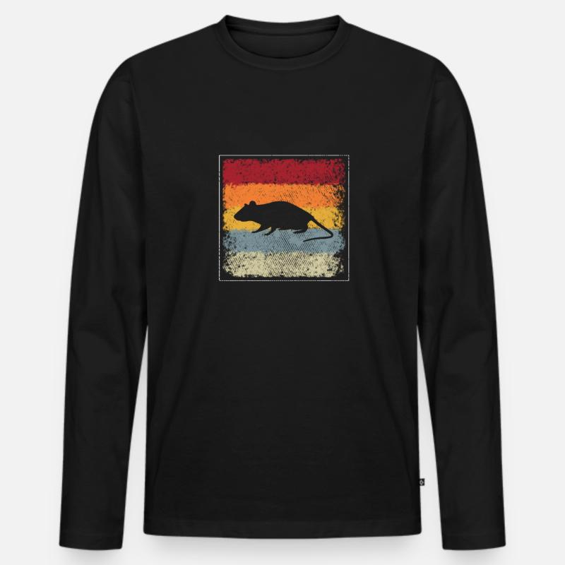 Maus Retro - Männer Premium Bio Langarmshirt - Schwarz