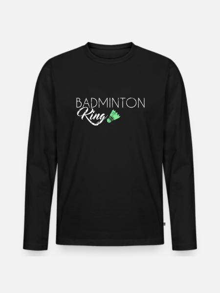 Badminton King - Männer Premium Bio Langarmshirt - Schwarz