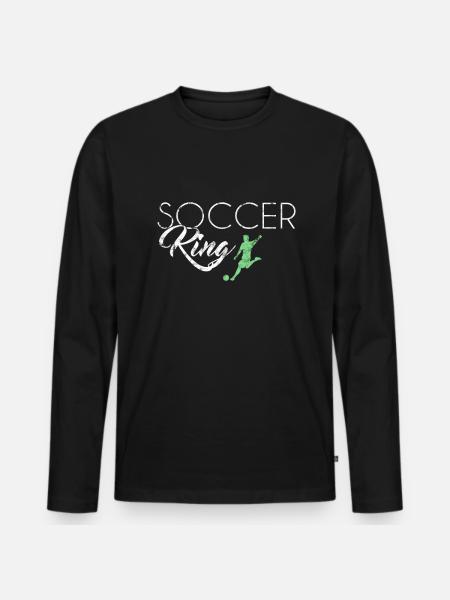 Fußball King - Männer Premium Bio Langarmshirt - Schwarz