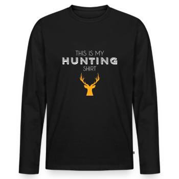 Chemise de chasse - T-shirt manches longues Premium bio Homme - noir - Devant - Nico (187cm)