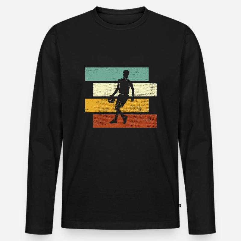 Basketball Retro - Männer Premium Bio Langarmshirt - Schwarz