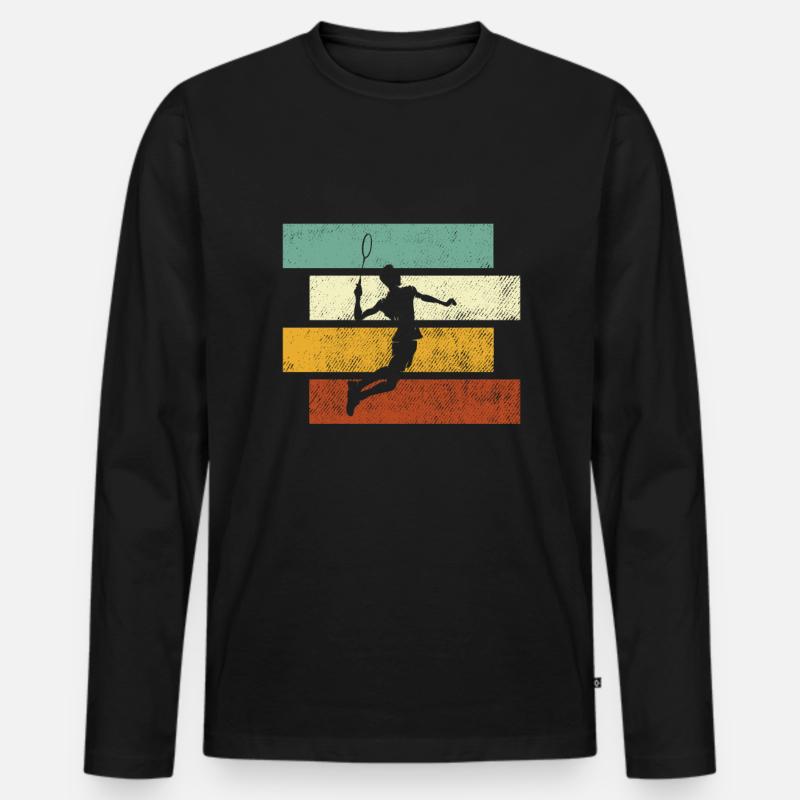 Badminton Retro - Männer Premium Bio Langarmshirt - Schwarz
